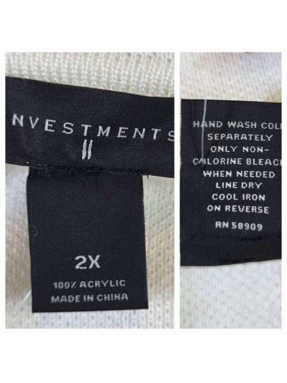 Investments II Ivory Open Front Sweater Jacket - Plus Size 2X NWT - Picture 7 of 9